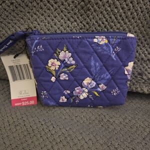 Vera Bradley Blue Floral Quilted Cosmetic Bag